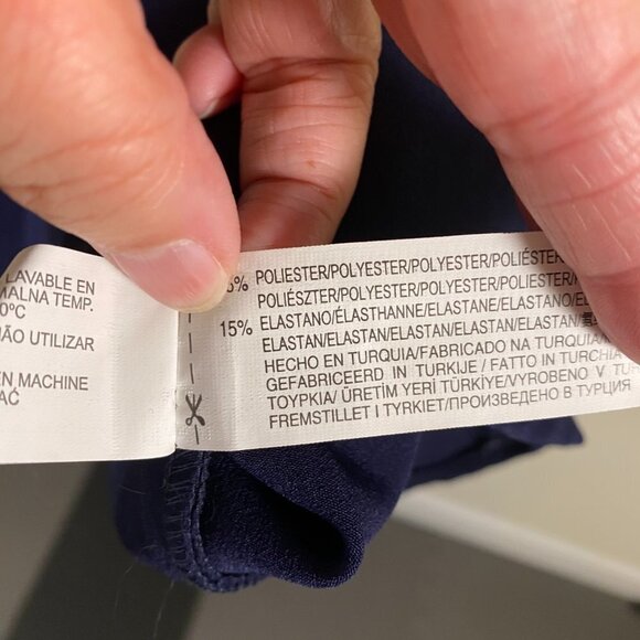 Zara Woman Long Sleeve Navy Blue Cross Strap Back Dress - Picture 10 of 13